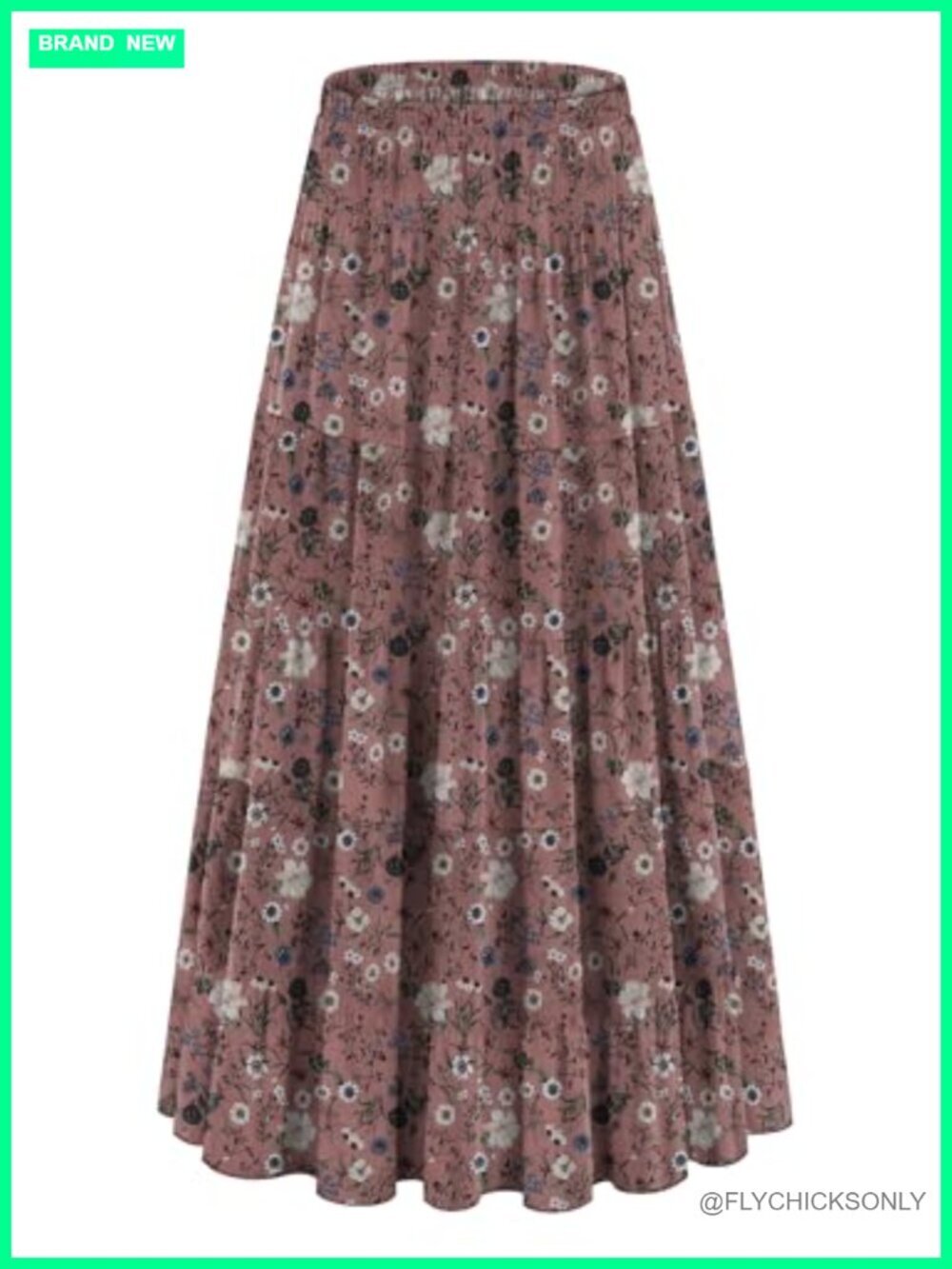 Chiffon Maxi Skirt Elastic High Waist A-Line Flowy Boho